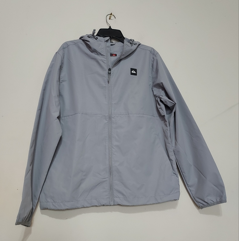 Quiksilver Grey Men's Hooded Windbreaker Lightweight Water-resistant Jacket Sz M